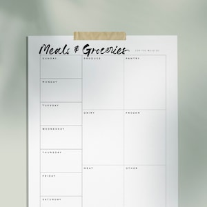 Weekly Meal Planner and Grocery List Printable // 8.5x11 // Digital Download