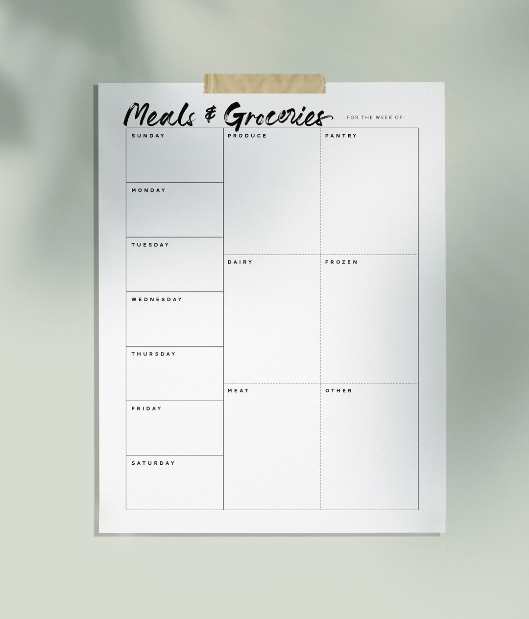 Weekly Meal Planner and Grocery List Printable // 8.5x11 // Digital ...