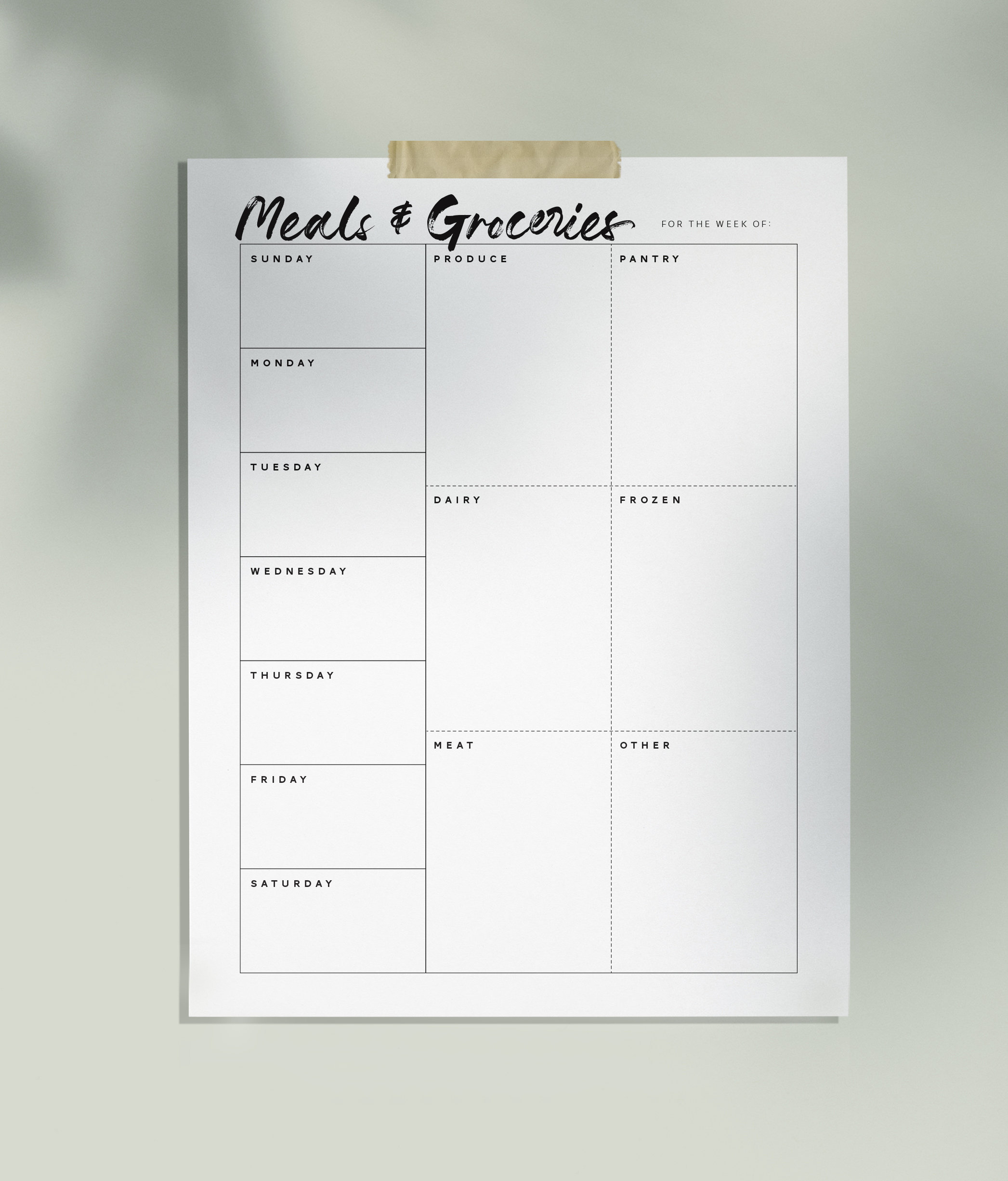 Weekly Meal Planner and Grocery List Printable // 8.5x11 // Digital ...