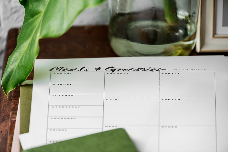 Weekly Meal Planner and Grocery List Printable // 8.5x11 ...