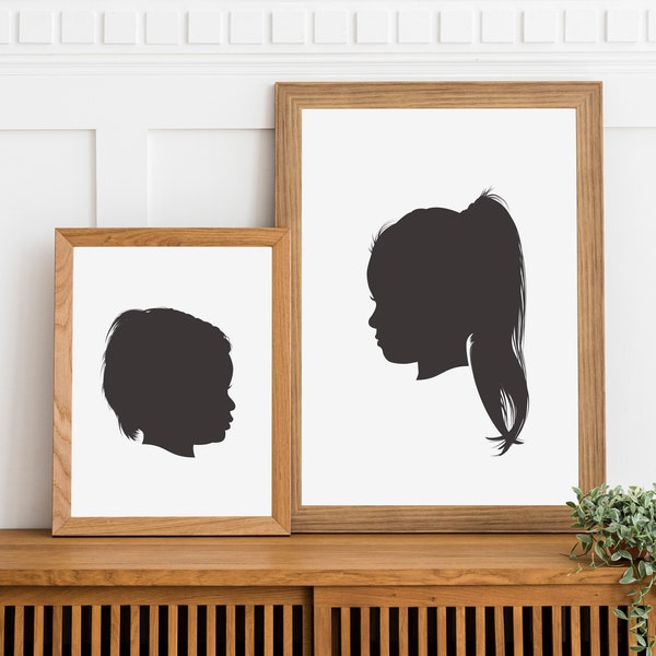 Custom Silhouette Printable // Digital Download // Profile Portrait // Mother's Day Gift // Keepsake