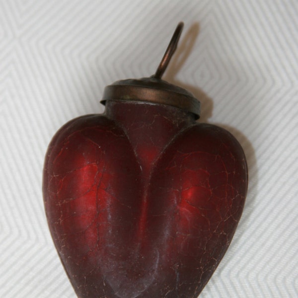 Vintage Red Glass Heart Ornament