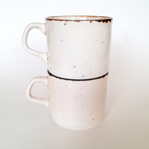 Mid-Century Stoneware Mugs, Lifestyle, Meakin, 1960s, White