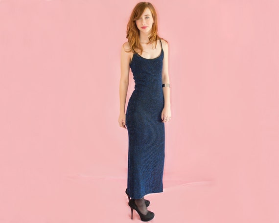 blue sparkly maxi dress