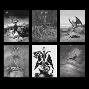 6 Satanic Art Instant JPG & PDF Printable Download | Lucifer Paradise Lost Artwork Digital Prints Downloads | Baphomet Downloadable Image