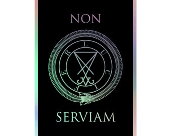 Holographic Satanic Lucifer Sigil Sticker | Black Satan Symbol Stickers | Gothic Occult Luciferian Large Vinyl | Luciferian Vinyls