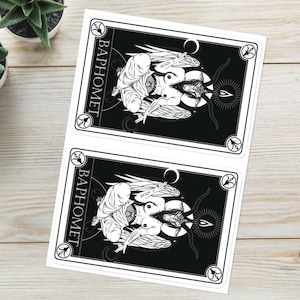 Satanic Black Baphomet 2-piece Sticker Sheet | Gothic Witchcraft Stationary Seal Stickers | Hail Satan Goth Spooky Occult Halloween Prints