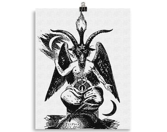 悪魔の儀式の壁アートポスタープリント | ゴス ルシファー ポスター オカルト デコレーション | ゴシック バフォメット ホームデコレーション | マットなサタン ハンギング ルーム プリント