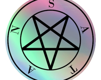 Pegatina holográfica de pentagrama satánico / Pegatinas de satán con símbolo de bruja gótica / Adhesivo de vinilo grande de bruja gótica ocultista / Vinilos de brujería