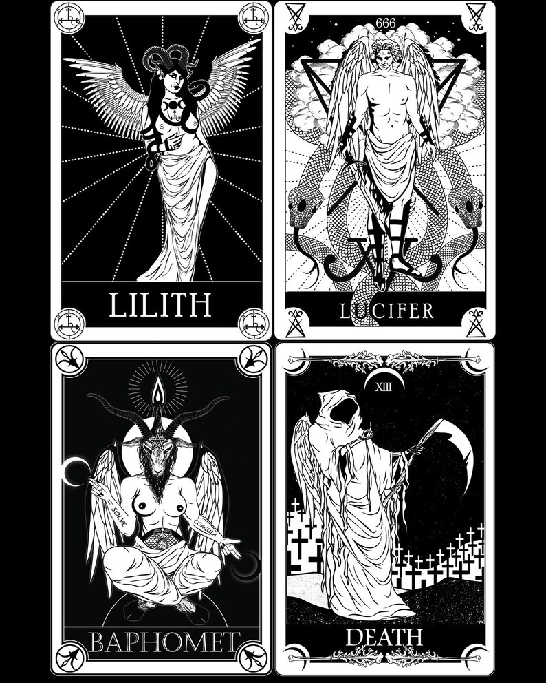 Satanic Tarot Card Spread Gaming Mouse Pad Gothic Satan - Etsy