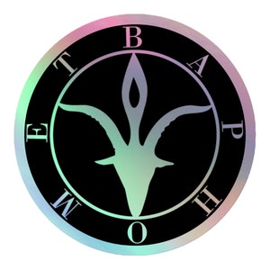 Holographic Satanic Baphomet Sticker | Pastel Goth Symbol Satan Stickers | Gothic Witchy Goat Vinyl Adhesive | Baphomets Sigil Vinyls