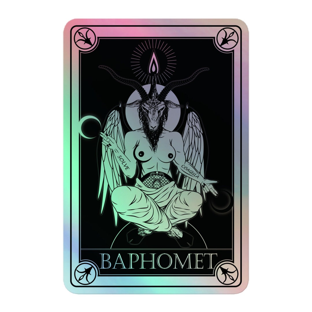 Holographic Satanic Baphomet Sticker Pastel Goth Tarot Card Satan