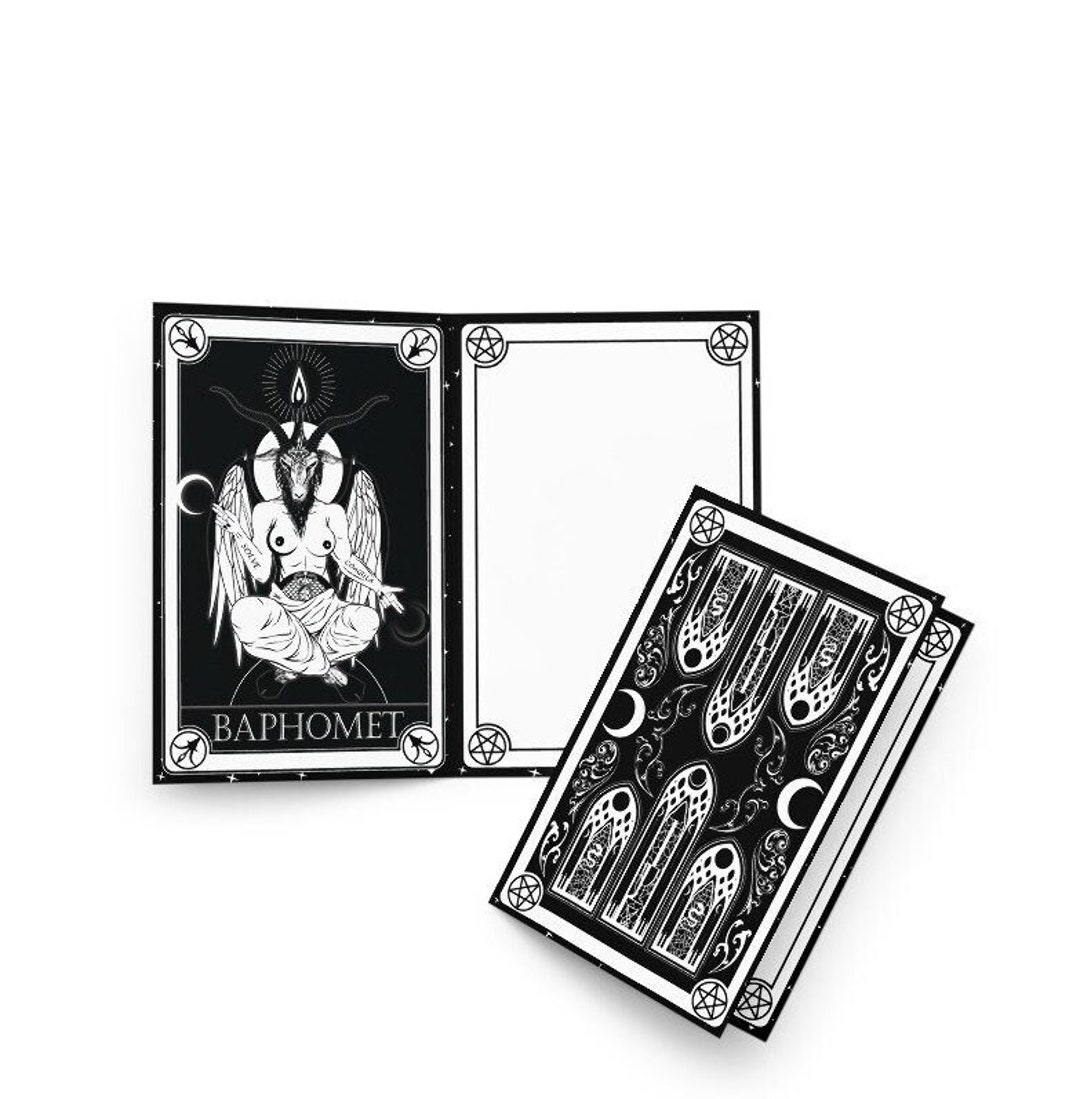 Baphomet Tarot Satanic Holiday Greeting Card Baphomets Black Etsy