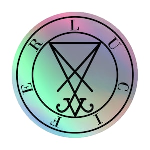 Holographic Satanic Lucifer Sticker | Pastel Goth Symbol Satan Stickers | Lucifer's Gothic Witchy Large Vinyl Adhesive | Luciferian Sigil