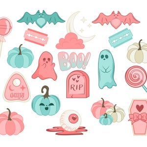 Cute Halloween Designs Pastel Goth Pink Blue Clipart Download  SVG PNG jpg PDF