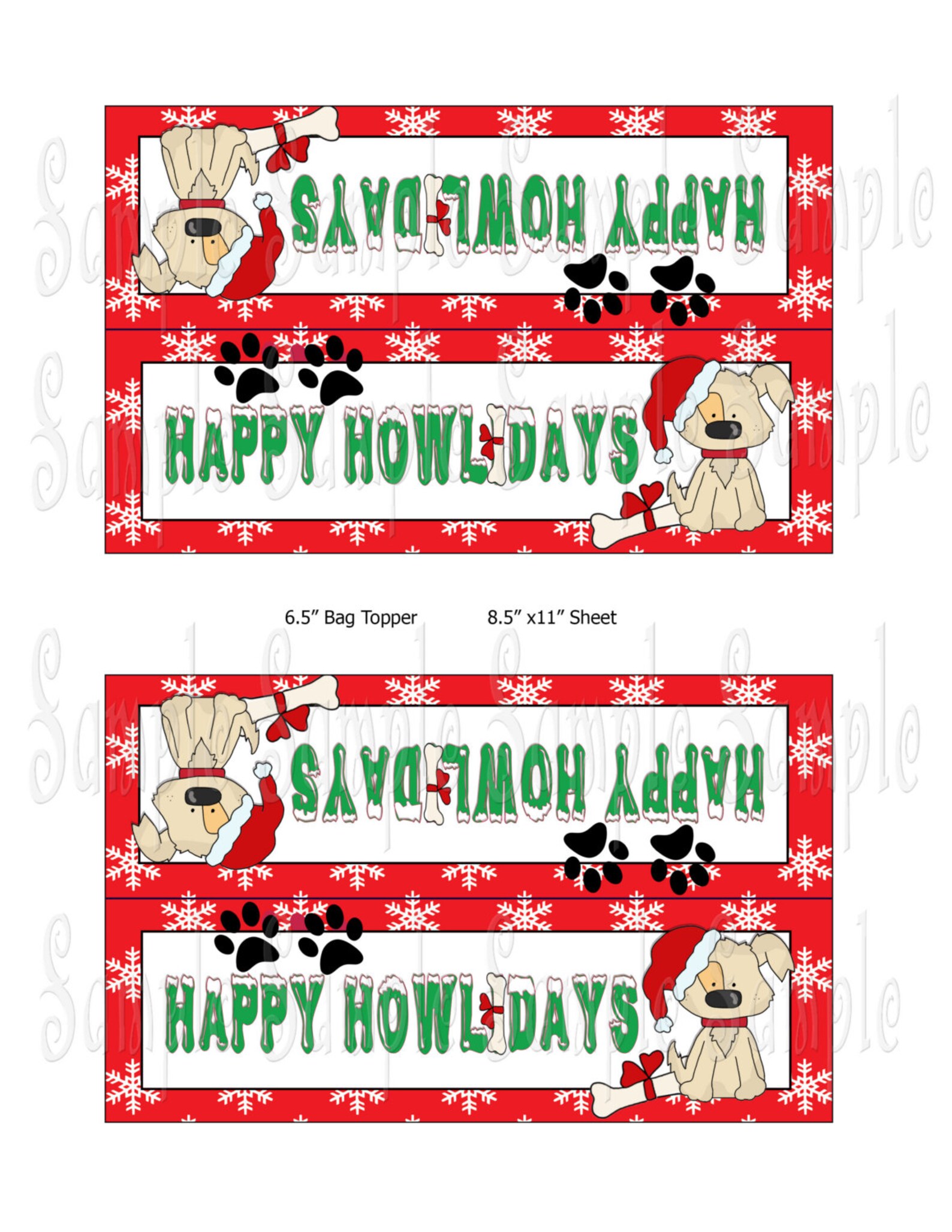 Printable Christmas treat bag topper / pet Etsy