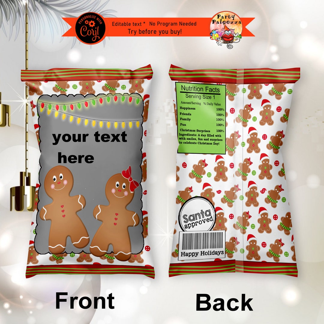 Printable Christmas Gift Bag/chip Bag Etsy