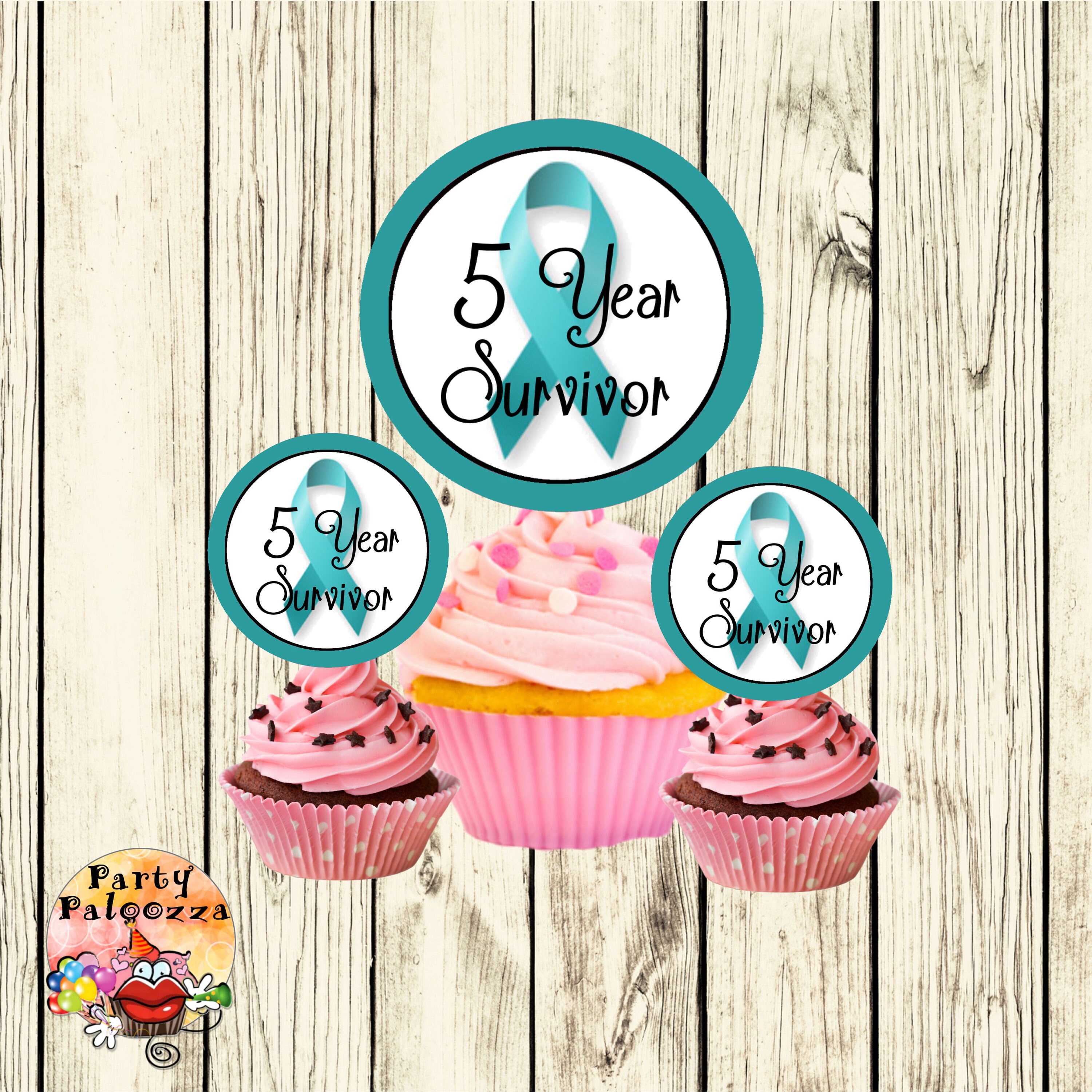 Printable Ovarian Cancer Survivor Cupcake Toppers/5 year | Etsy