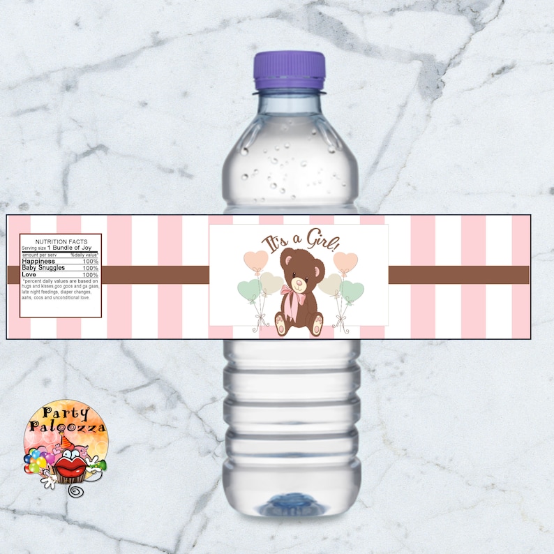 Printable Baby Bear baby shower water bottle label