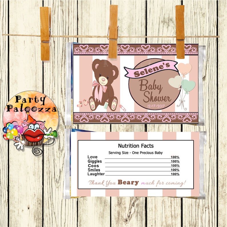 Printable Baby Bear baby shower water bottle label