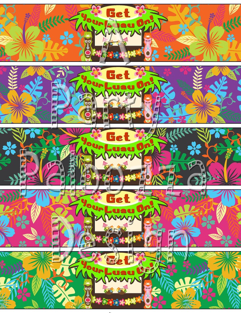 Printable Hawaiian Luau Water Bottle Label | Etsy