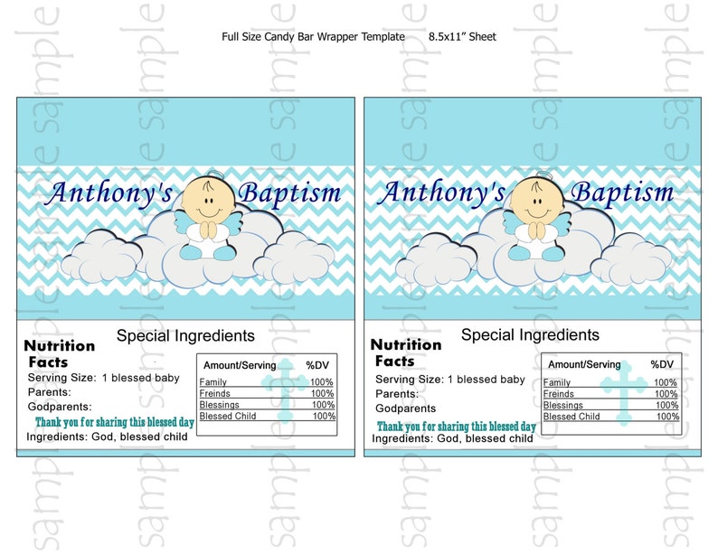 Printable Baptism Candy Bar Wrapper - Etsy