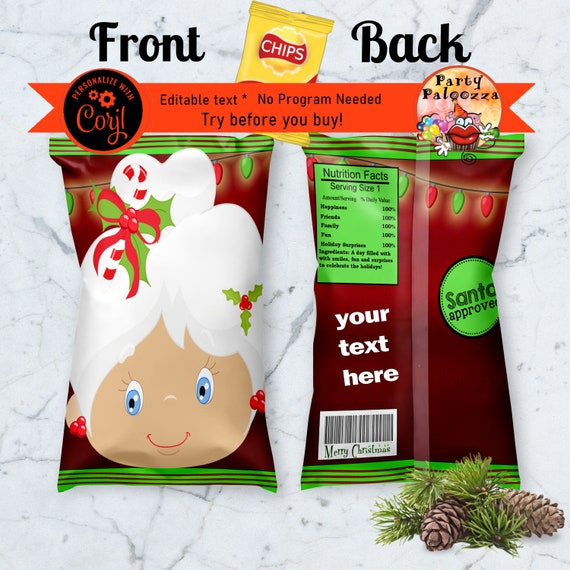 Printable Christmas Gift Bag/chip Bag Etsy