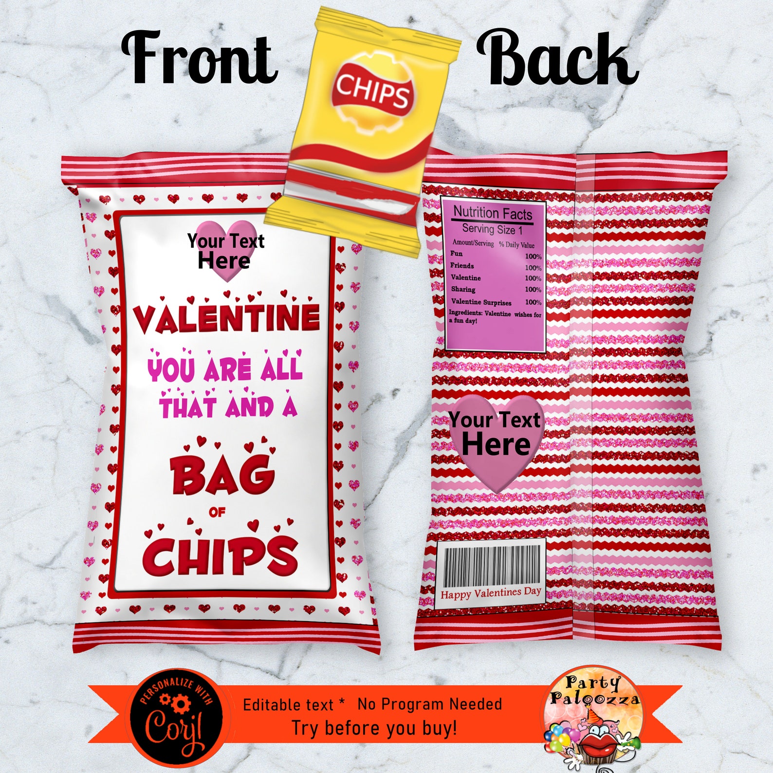 Printable Valentine Chip Bag Templates