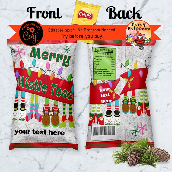 Printable Christmas Gift Bag/chip Bag Etsy