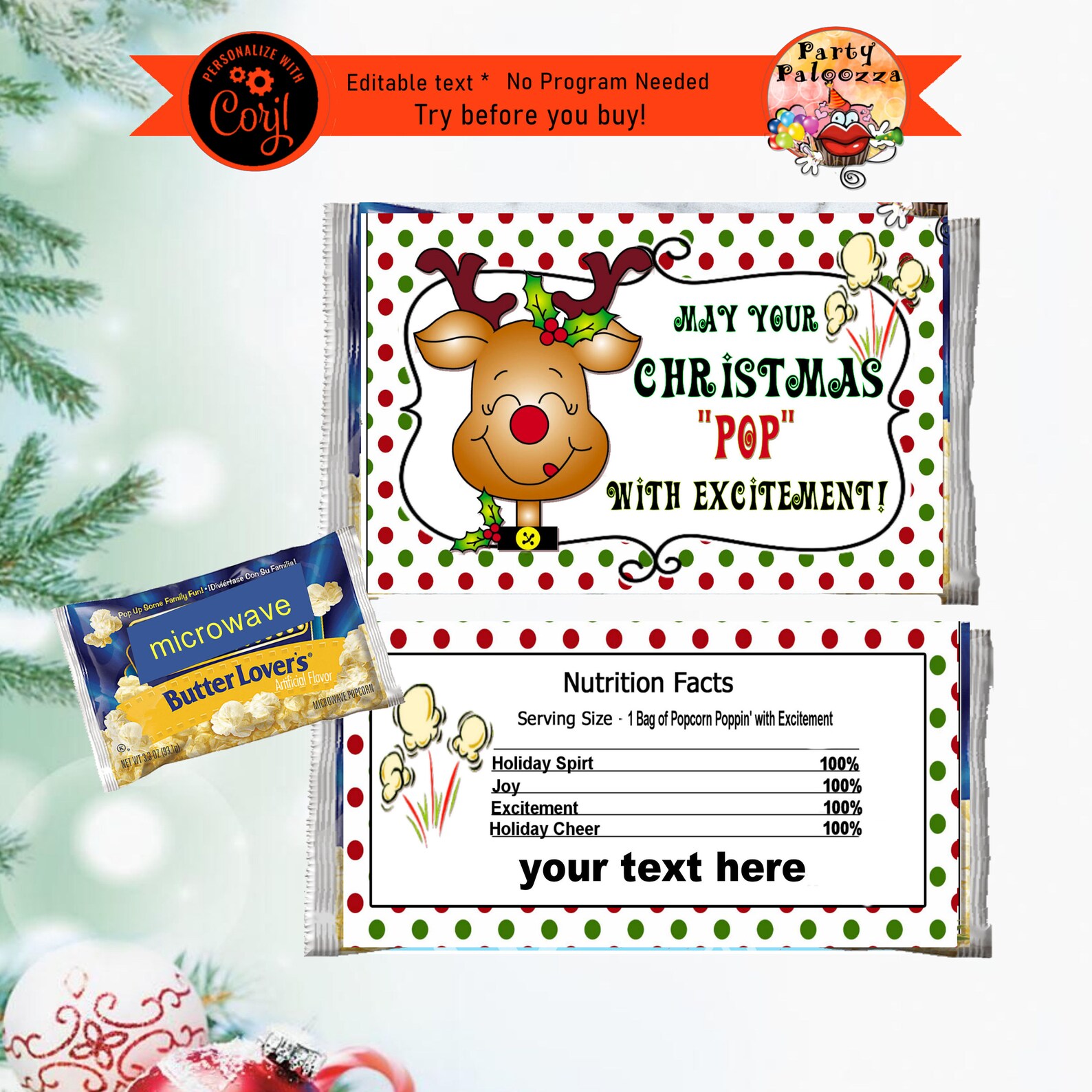 Printable Snowman Popcorn Wrapper Etsy