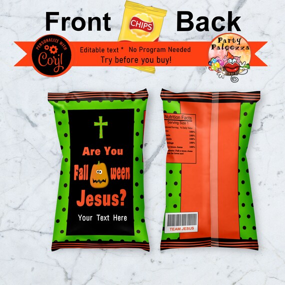 Printable Religious Halloween Chip Bag Etsy