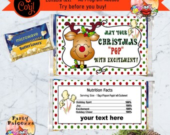 Christmas Printable Popcorn Wrapper - Etsy