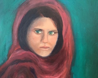 Girl in Hijab, oil on canvas, ready to hang.