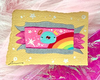 Kawaii Candy Bar Original Miniature Acrylic Painting/ Kitsch Wall Decor / Pop Surreal Artwork / Cute Handmade Gift
