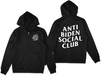 Anti Biden Social Club Black Unisex Zip Hoodie