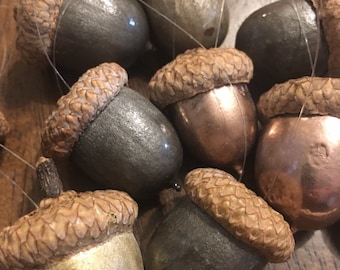 Metallic painted acorn ornaments