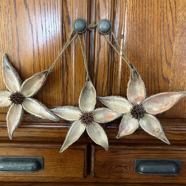 Set of Three Milkweed and Sweetgum Flower Ornaments/Decorations