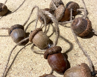 Natural acorn and jute garland for fall/winter decorating.