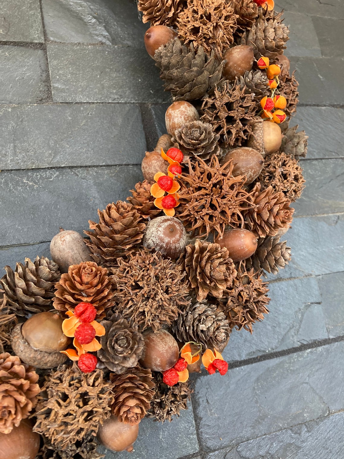 22 in. Fall Wreath with Pine Cones, Berry Clusters, Apples, Honeycombs, Maple Leaves main image 1