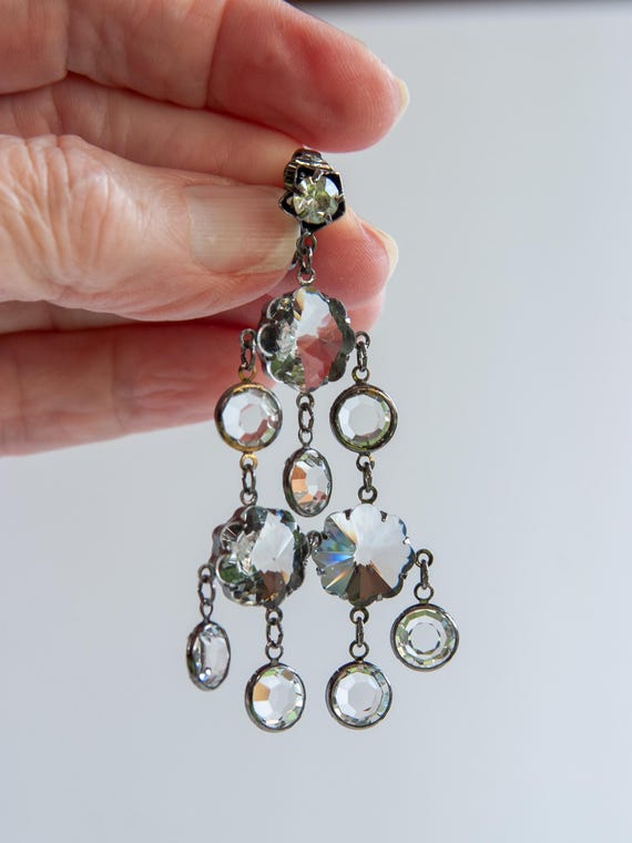 VINTAGE Designer? Statement Crystal Chandelier Ea… - image 2