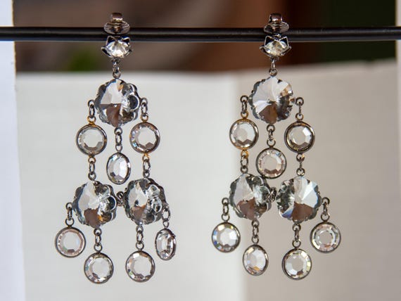 VINTAGE Designer? Statement Crystal Chandelier Ea… - image 3