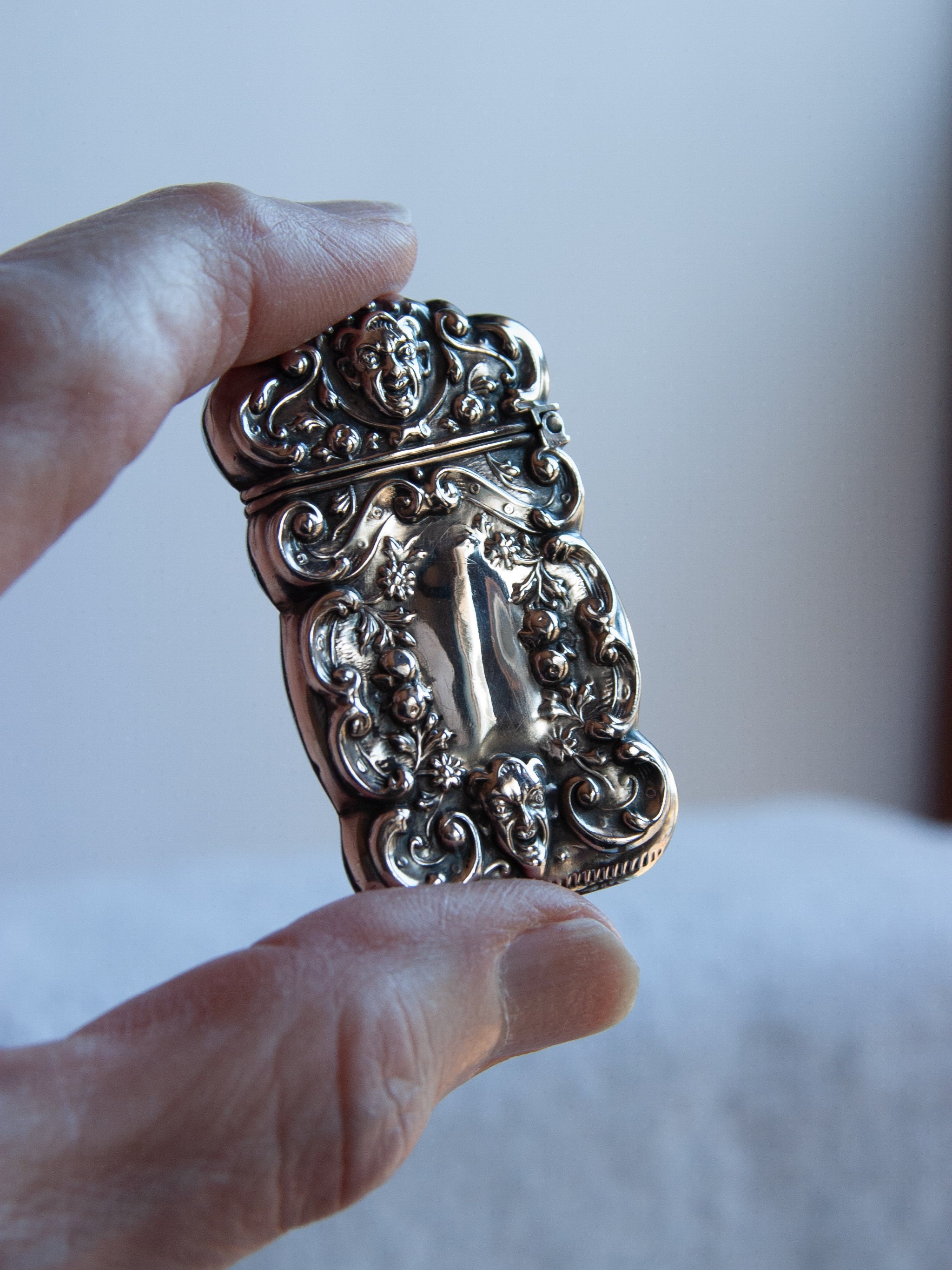 RARE!! Antique Sterling Silver Repoussé MATCH SAFE Vesta Case - Late ...