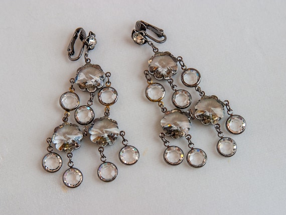 VINTAGE Designer? Statement Crystal Chandelier Ea… - image 1