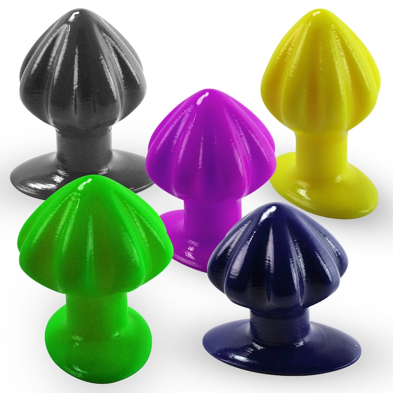 LeLuv 3D Printed Grooved Butt Plug 3 Inch Length in Smooth Finish Pick Color and Girth image 1