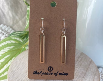 Brass and Sterling Silver Everyday Lightweight Ear Wire Dangle Earrings Mixed Metal Rectangular
