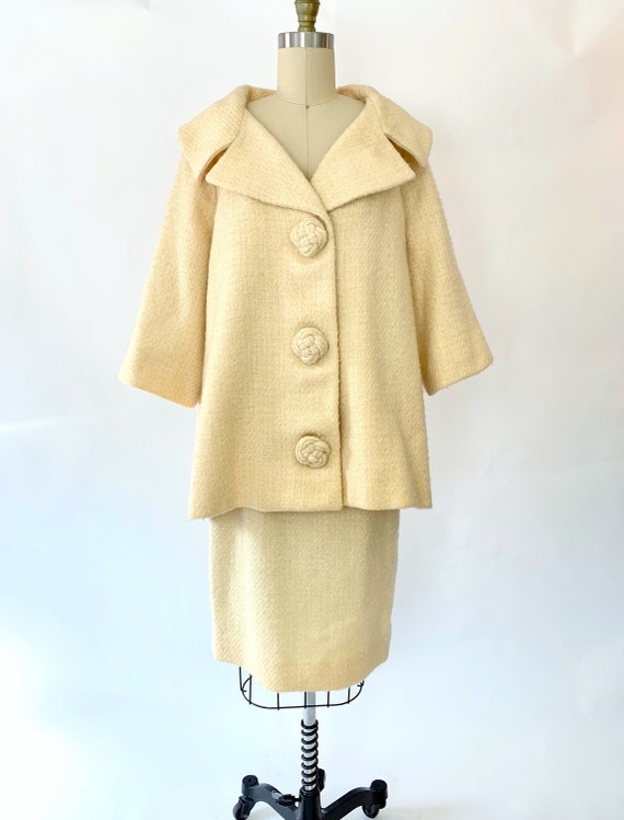 Vintage 1950s 1960s Lilli Ann Swing Coat Suit Ivo… - image 6