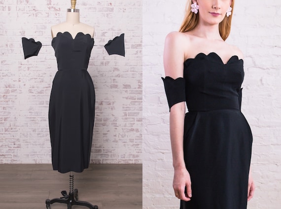 1940s Cocktail Dress with Detached Sleeves XS 24"… - image 1