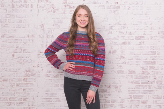 Vintage Puff Sleeve Fair Isle Sweater Size Medium