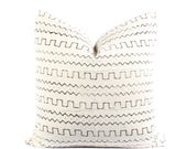 African White Mudcloth Pillow Cover, Boho Pillow, White, Black, Ethnic, Textile, Handwoven, 15x23, SKU03301