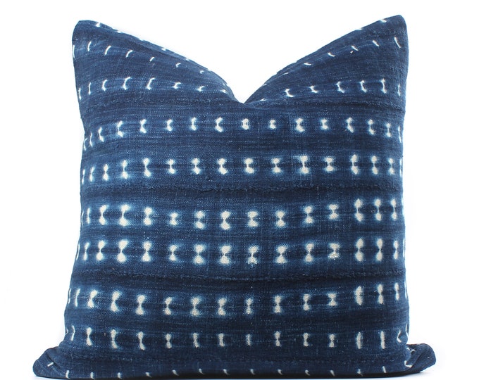 African Indigo Mudcloth Pillow Cover Double Sided Boho Etsy